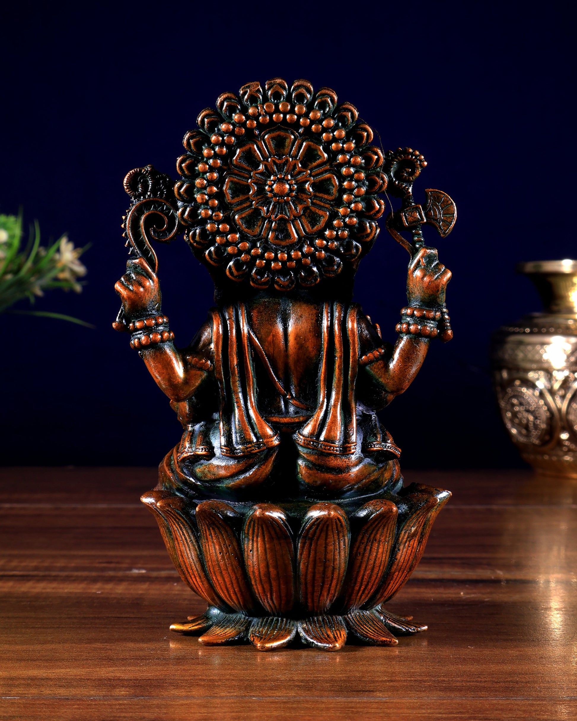 Pure Brass Superfine Lord Ganesha Idol | 6 inch brown tone