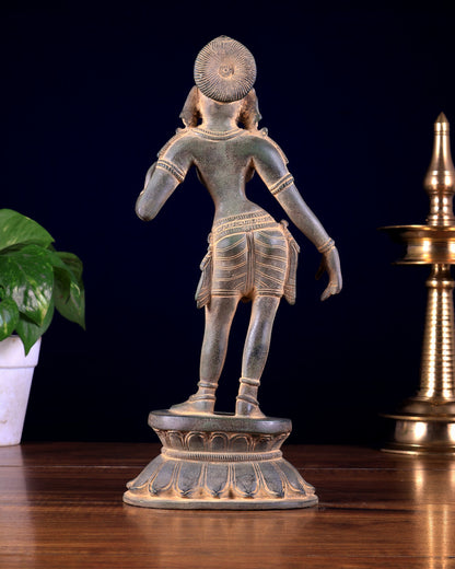 Traditional Brass Apsara Sculpture | 11 Inch sand patina