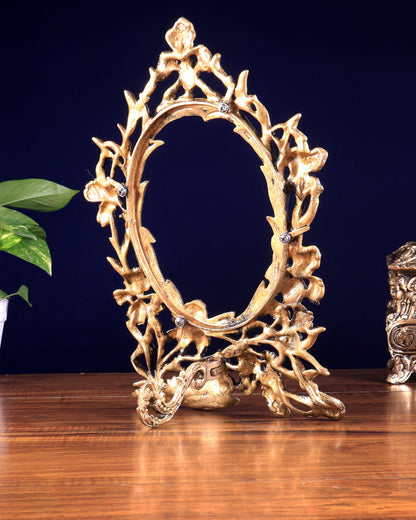 Vintage Brass Photo Frame – Wall Hanging & Tabletop with Adjustable Stand