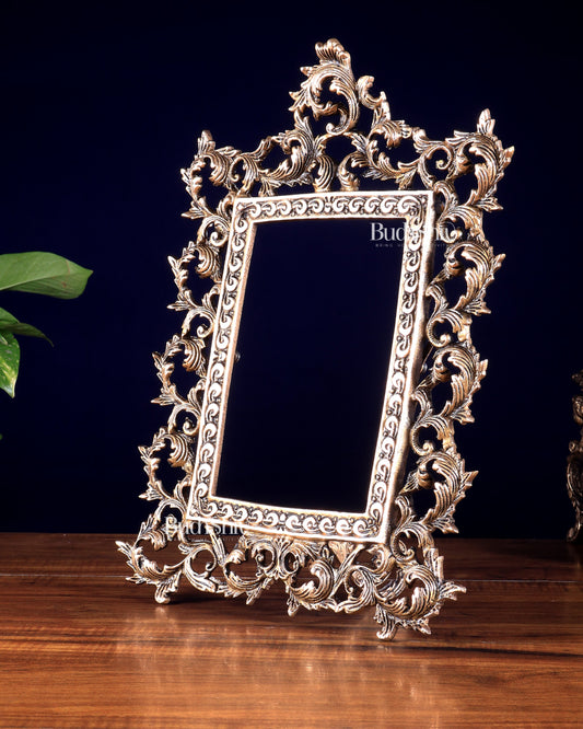 Antique Brass Photo Frame – Wall Hanging & Tabletop with Adjustable Stand