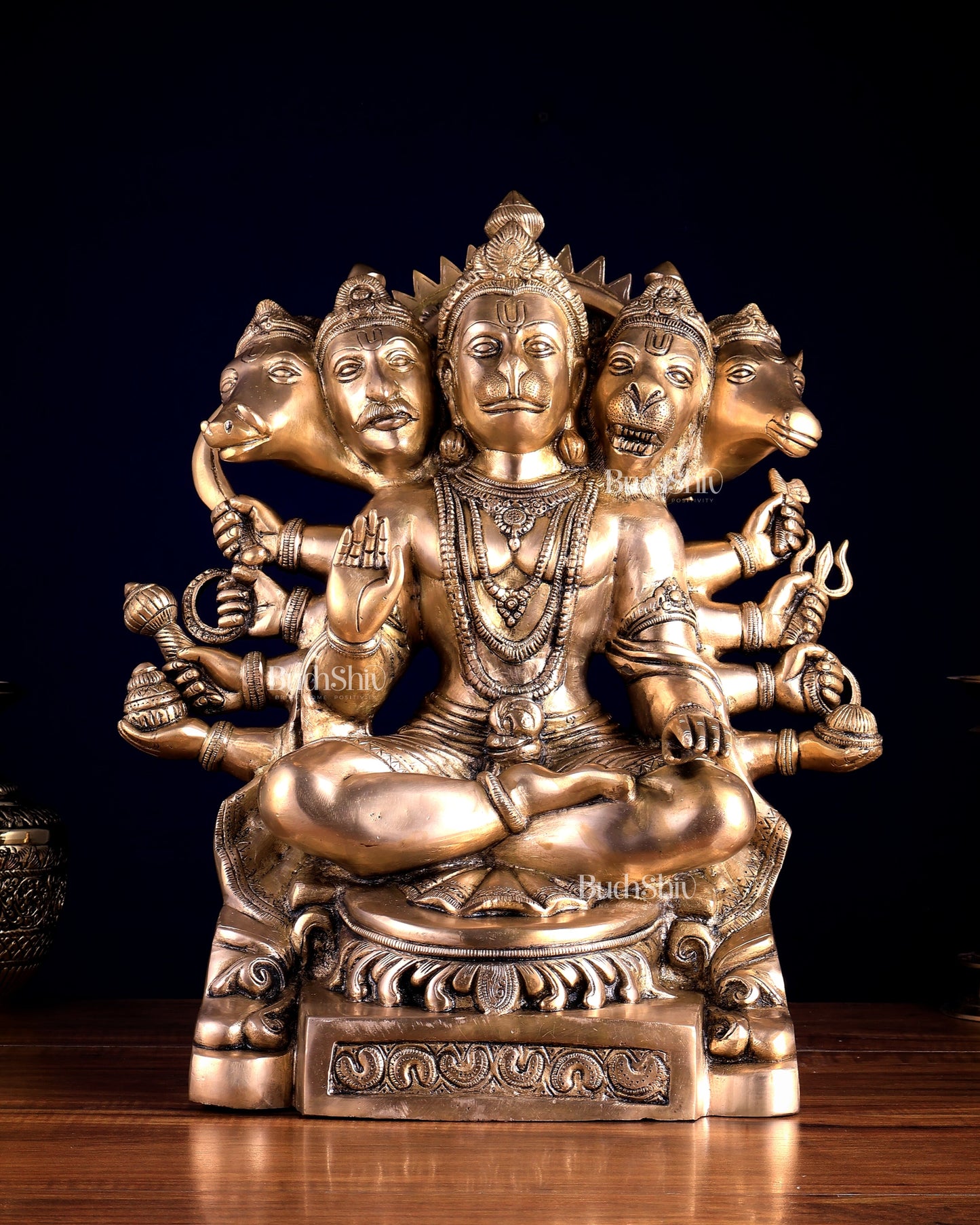 Handcrafted Brass Panchmukhi Hanuman Idol | Divine Blessings 17"