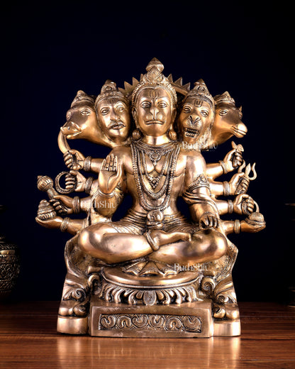 Handcrafted Brass Panchmukhi Hanuman Idol | Divine Blessings 17"