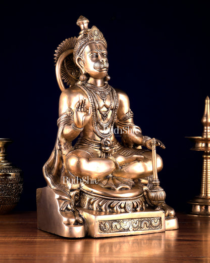 Brass Blessing Hanuman Statue – 17.5 Inch matte finish