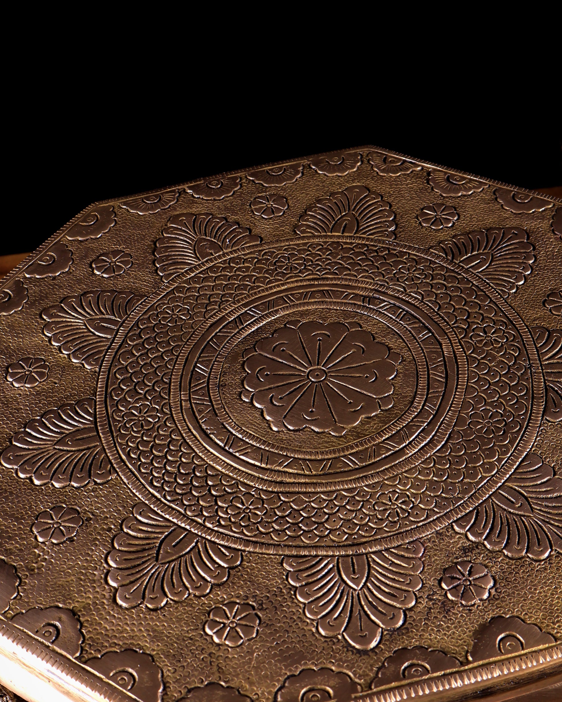 Pure Brass Elephant-Legged Chowki Stool for Pooja Rooms 12 inch