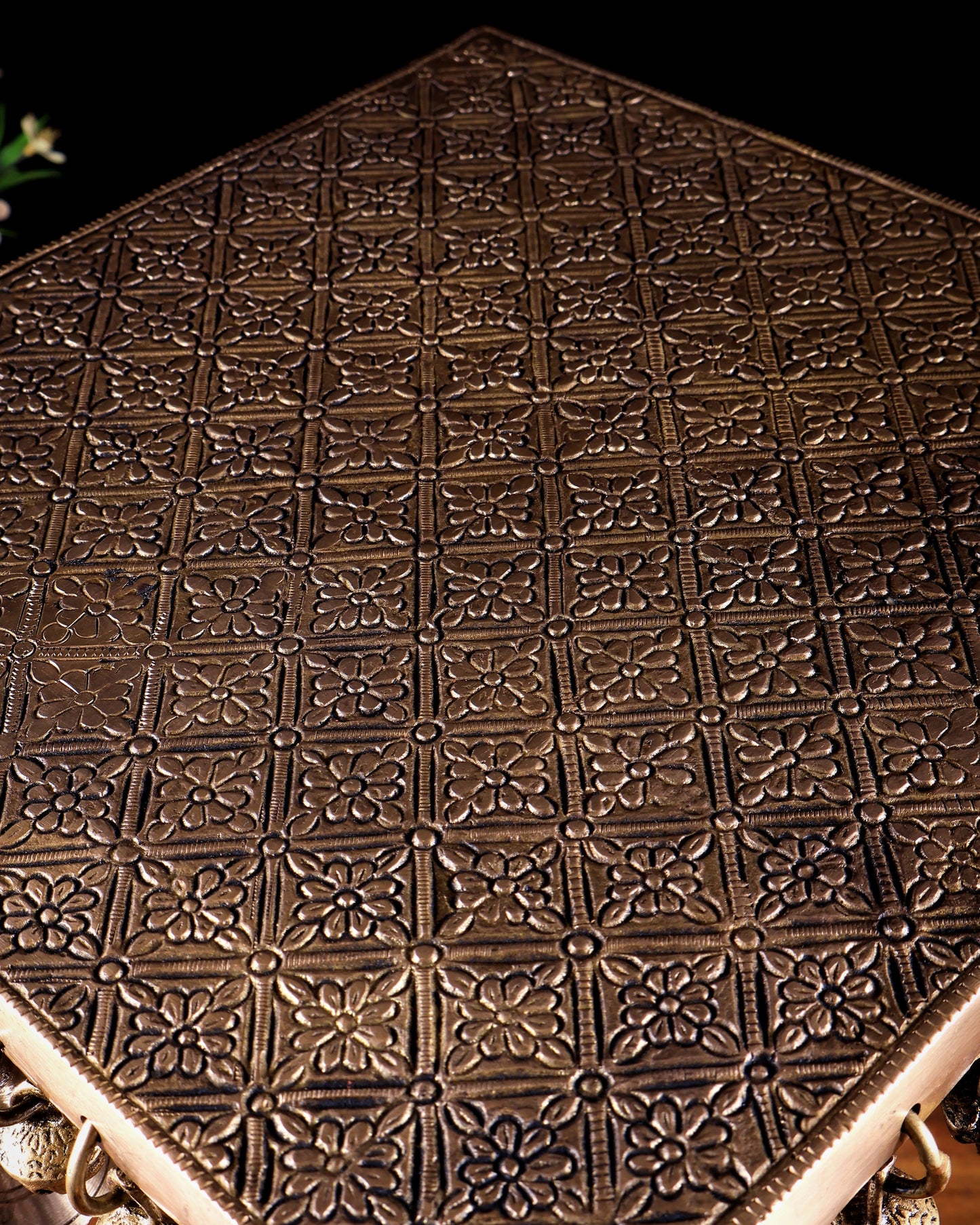 Pure Brass Elephant-Legged square Chowki Stool for Pooja Rooms 12 inch