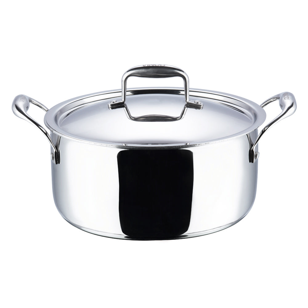 Vinod Platinum Triply Stainless Steel Saucepot with Lid (Induction Friendly) - 6.8 L