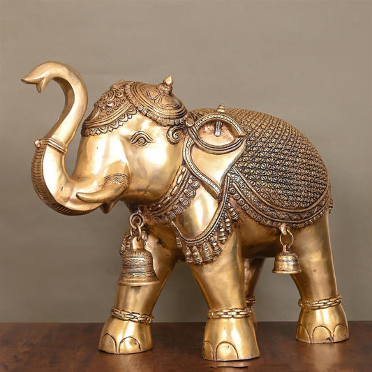 Brass Royal Elephant Statue (19 Inch)