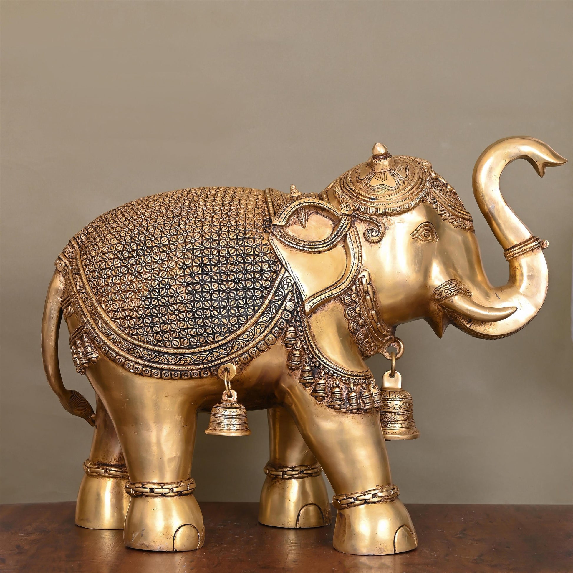 Brass Royal Elephant Statue (19 Inch)