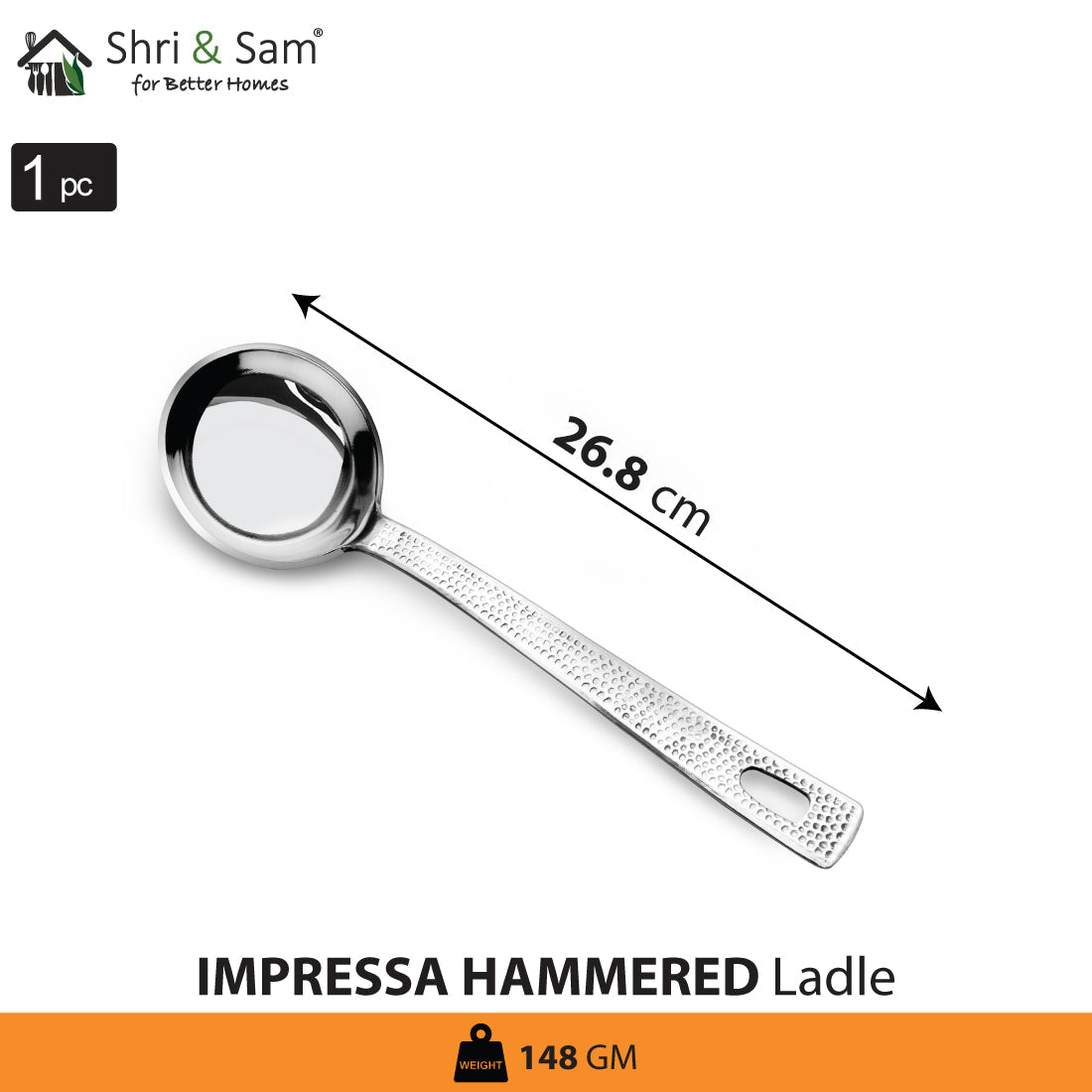 Stainless Steel Ladle Impressa Hammered