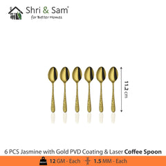 Stainless Steel Cutlery with Gold PVD Coating & Laser Jasmine