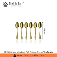 Stainless Steel Cutlery with Gold PVD Coating & Laser Jasmine