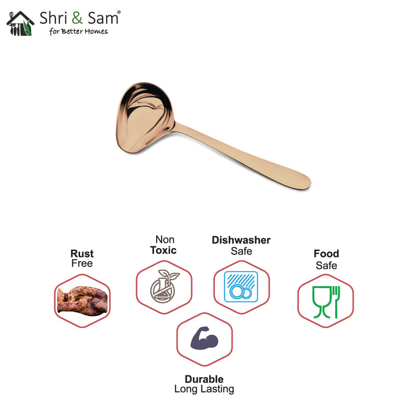 Stainless Steel Sauce Ladle with Rose Gold PVD Coating Jasmine