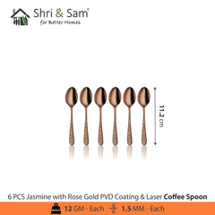 Stainless Steel Cutlery with Rose Gold PVD Coating & Laser Jasmine