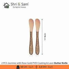 Stainless Steel Cutlery with Rose Gold PVD Coating & Laser Jasmine