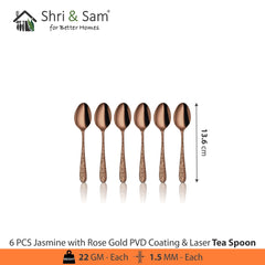 Stainless Steel Cutlery with Rose Gold PVD Coating & Laser Jasmine