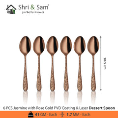 Stainless Steel Cutlery with Rose Gold PVD Coating & Laser Jasmine