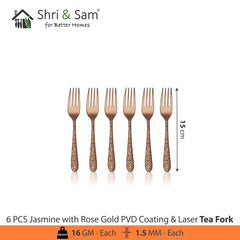 Stainless Steel Cutlery with Rose Gold PVD Coating & Laser Jasmine