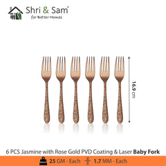 Stainless Steel Cutlery with Rose Gold PVD Coating & Laser Jasmine