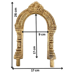 Bhunes Brass Prabhavali Frame Arch Wall Hanging for Home Temple – Prabhawali with Kirtimukha and Sheshnag for Deity Backdrop | Traditional Pooja Decor, Gold, 10.5 Inch, 1 Piece