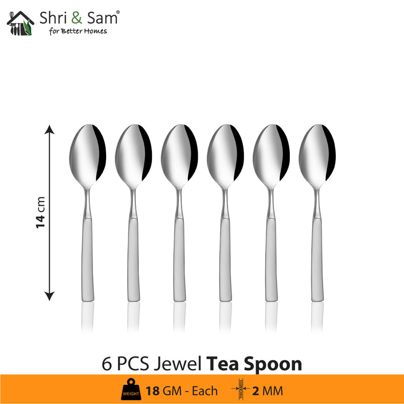 Stainless Steel 24 PCS Cutlery Set (6 Pcs Tea Spoon, 6 Pcs Dessert Spoon, 6 Pcs Dessert Fork and 6 Pcs Dessert Knife) with Leather Box Jewel