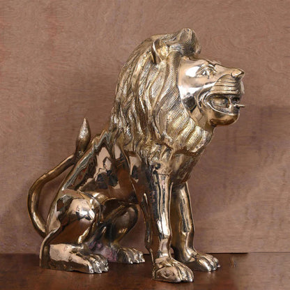 Brass Lion Statue (22 Inch)