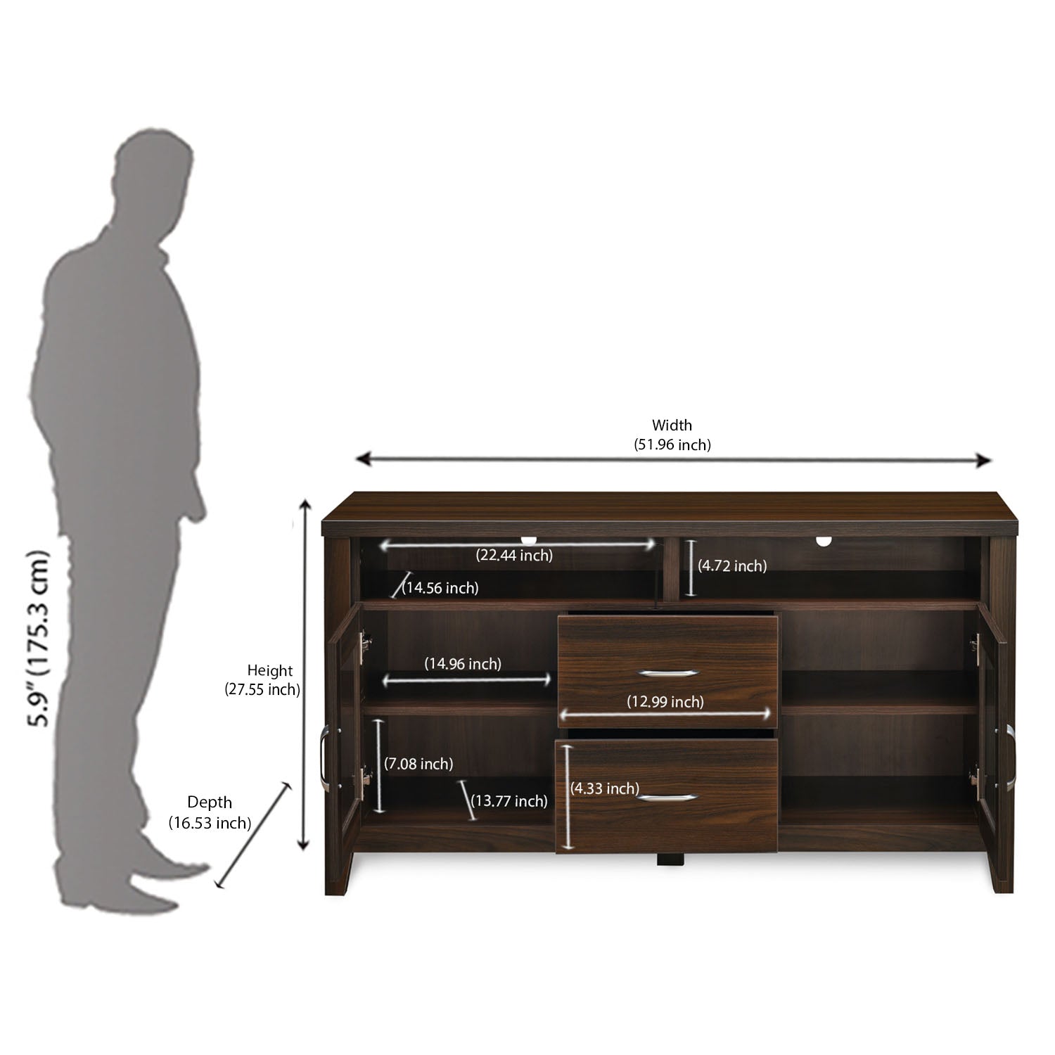 Nilkamal Jonas Engineered Wood TV & Entertainment Unit (Classic Walnut)