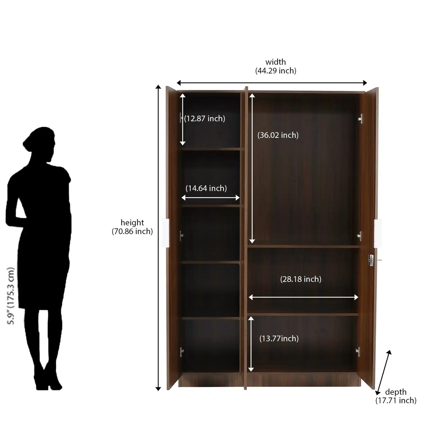 Nilkamal Joyce 3 Door Wardrobe (Classic Walnut)