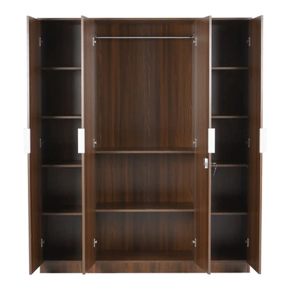 Nilkamal Joyce 4 Door Wardrobe (Classic Walnut)