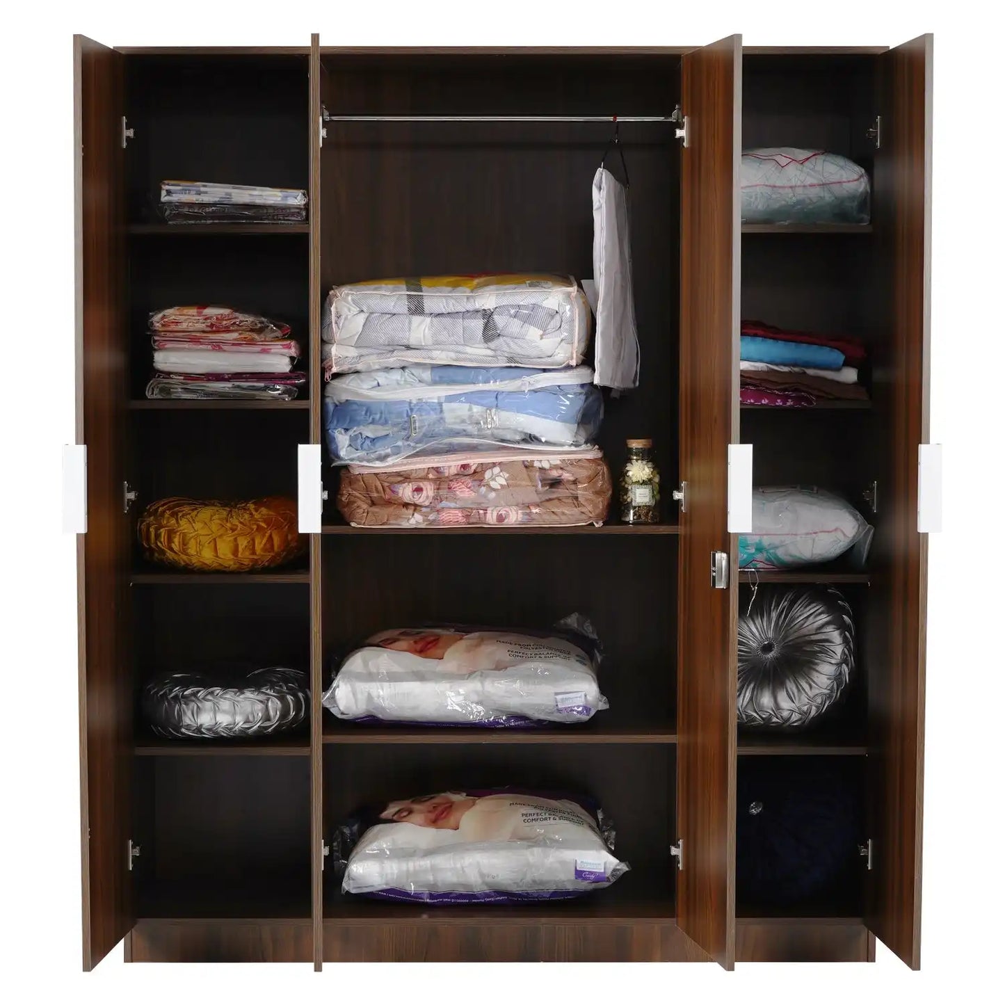 Nilkamal Joyce 4 Door Wardrobe (Classic Walnut)