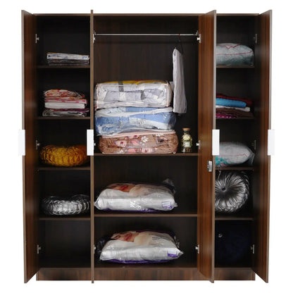 Nilkamal Joyce 4 Door Wardrobe (Classic Walnut)