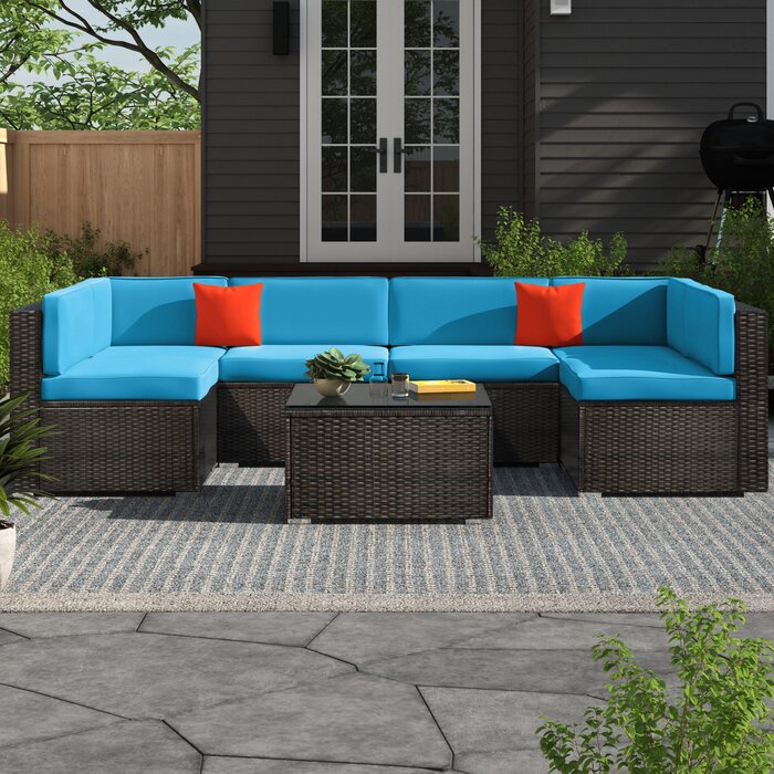 Callisto Outdoor Patio Sofa Set 6 seater and 1 Center Table (Brown)