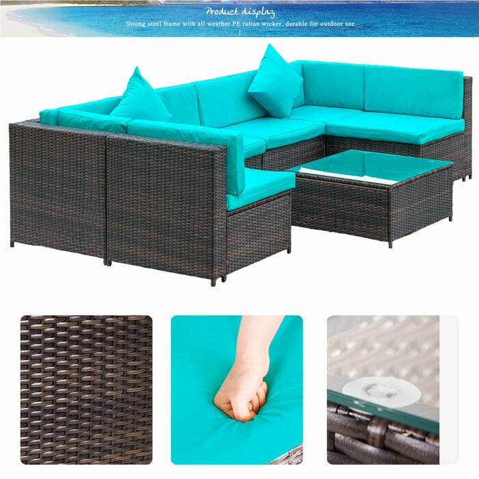 Callisto Outdoor Patio Sofa Set 6 seater and 1 Center Table (Brown)