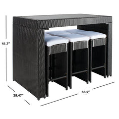 Ferdi Outdoor Patio Bar Sets 6 Stools and 1 Table (Black)