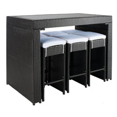 Ferdi Outdoor Patio Bar Sets 6 Stools and 1 Table (Black)
