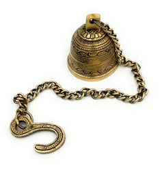 Antique Brass Hanging Bell Peetal Ghanti for Temple Mandir Pooja, Pittal Pitala Ghanta Velli Mani Home Décor,Gold, 3 Inch, 1 Piece
