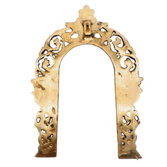 Bhunes Brass Prabhavali Arch Frame with Dual Yali – Wall Hanging Temple Backdrop | Traditional Prabhawali for Deity | Home Mandir Decor | Prabhaval for God Idol, Gold, 13 Inch, 1 Piece