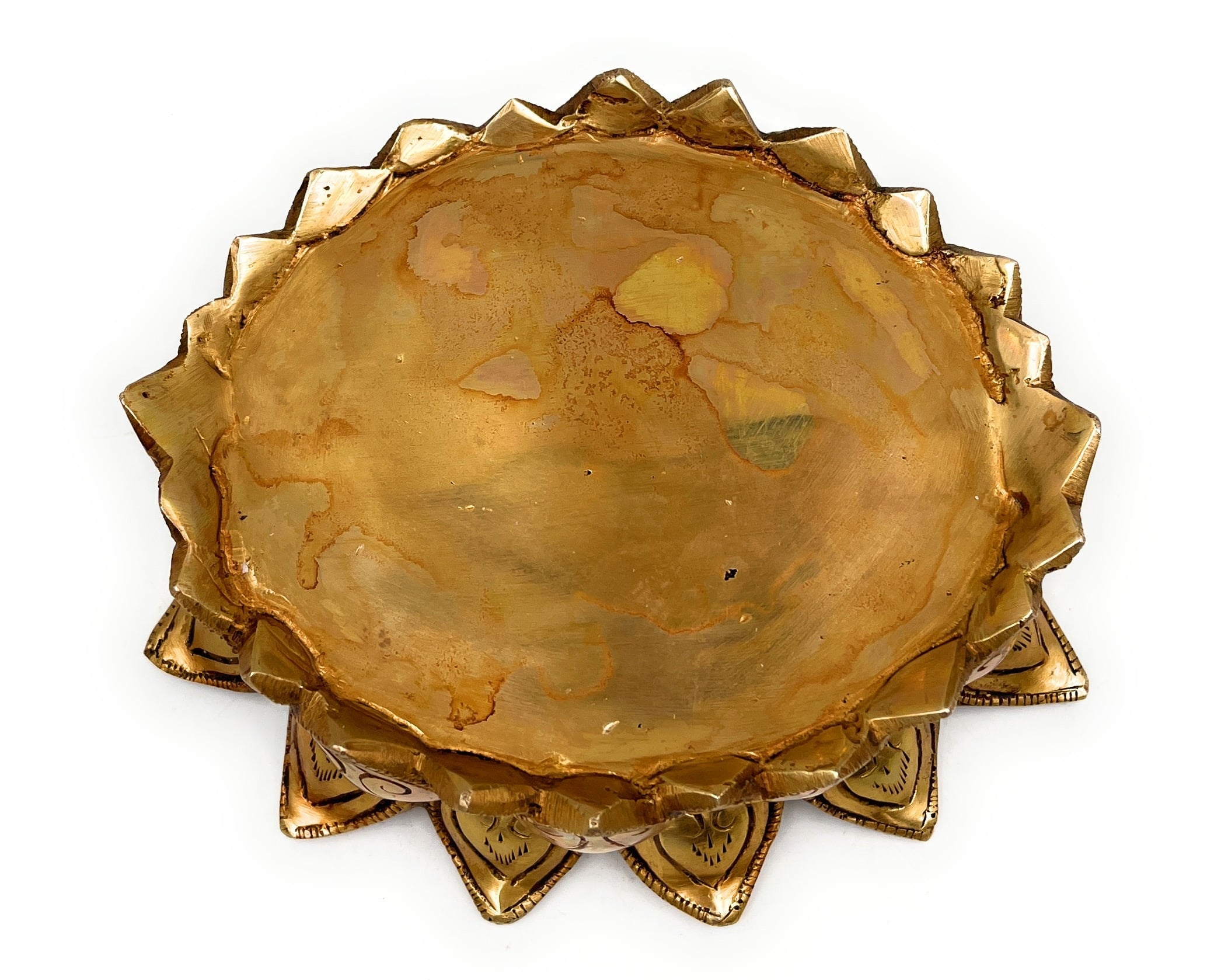 Bhunes Brass Lotus Shaped Pooja Kalash Chowki, Handmade Temple Bajot, Kamal Peetha, Singhasan Stand for Deity, Mandir, Home Decor, Gold, 2.5 Inch, 1 Piece