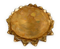 Bhunes Brass Lotus Shaped Pooja Kalash Chowki, Handmade Temple Bajot, Kamal Peetha, Singhasan Stand for Deity, Mandir, Home Decor, Gold, 2.5 Inch, 1 Piece