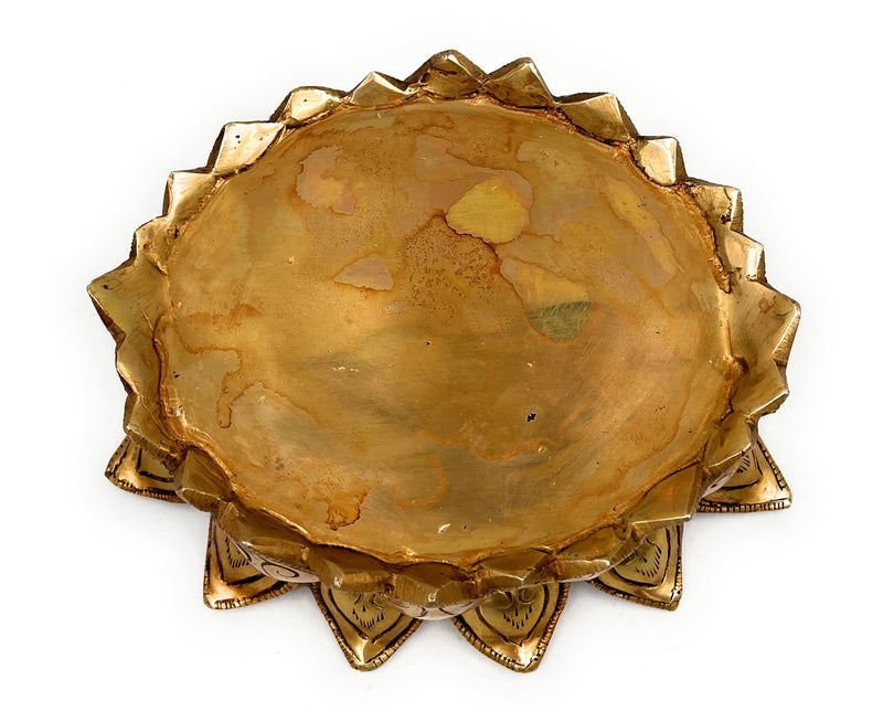 Bhunes Brass Lotus Shaped Pooja Kalash Chowki, Handmade Temple Bajot, Kamal Peetha, Singhasan Stand for Deity, Mandir, Home Decor, Gold, 2.5 Inch, 1 Piece