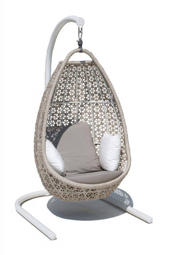 Lorenzo Single Seater Hanging Swing With Stand For Balcony , Garden Swing (Silver)