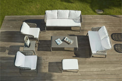 Bart Outdoor Garden Balcony Sofa Set  3 Seater , 2 Seater ,2 Single Seater and 1 Center Table With 1 Side Table and 1 Ottoman Set (Grey)