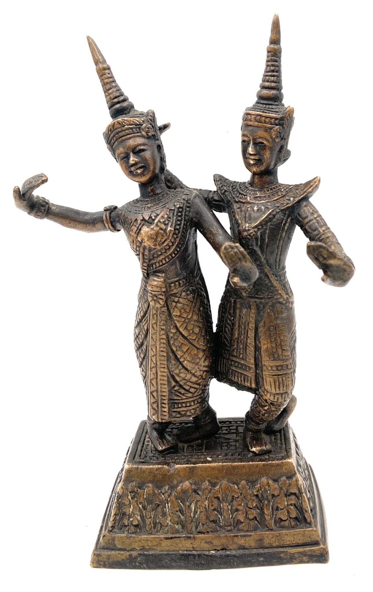 Bhunes Brass Antique Decorative And Gifting Ancient Dancing Raja Rani Sculptures,Gold, 8 Inch, 1 Piece