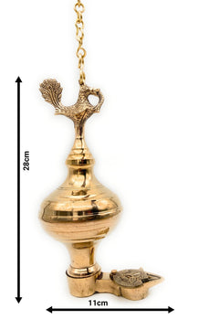 Bhunes Brass Oil Lamp, Brass Lamp, Hanging Lamp, Brass Hanging Lampdiya, Lamps, Deep, Deepam, Lamps, Hanging Lamp, Brass Hanging Lamps, Brass Hanging Lights,Gold, 11 Inch, 1 Piece