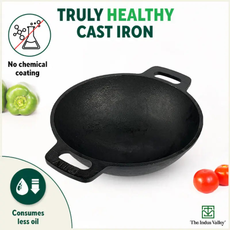 CASTrong Cast Iron Cookware Set: Tawa+ Kadai+ Fry Pan, Kitchen Set for Home, Pre-seasoned, 100% Pure, Toxin-free, Free ₹400 Tadka Pan