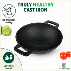 CASTrong Cast Iron Cookware Set: Tawa+ Kadai+ Fry Pan, Kitchen Set for Home, Pre-seasoned, 100% Pure, Toxin-free, Free ₹400 Tadka Pan