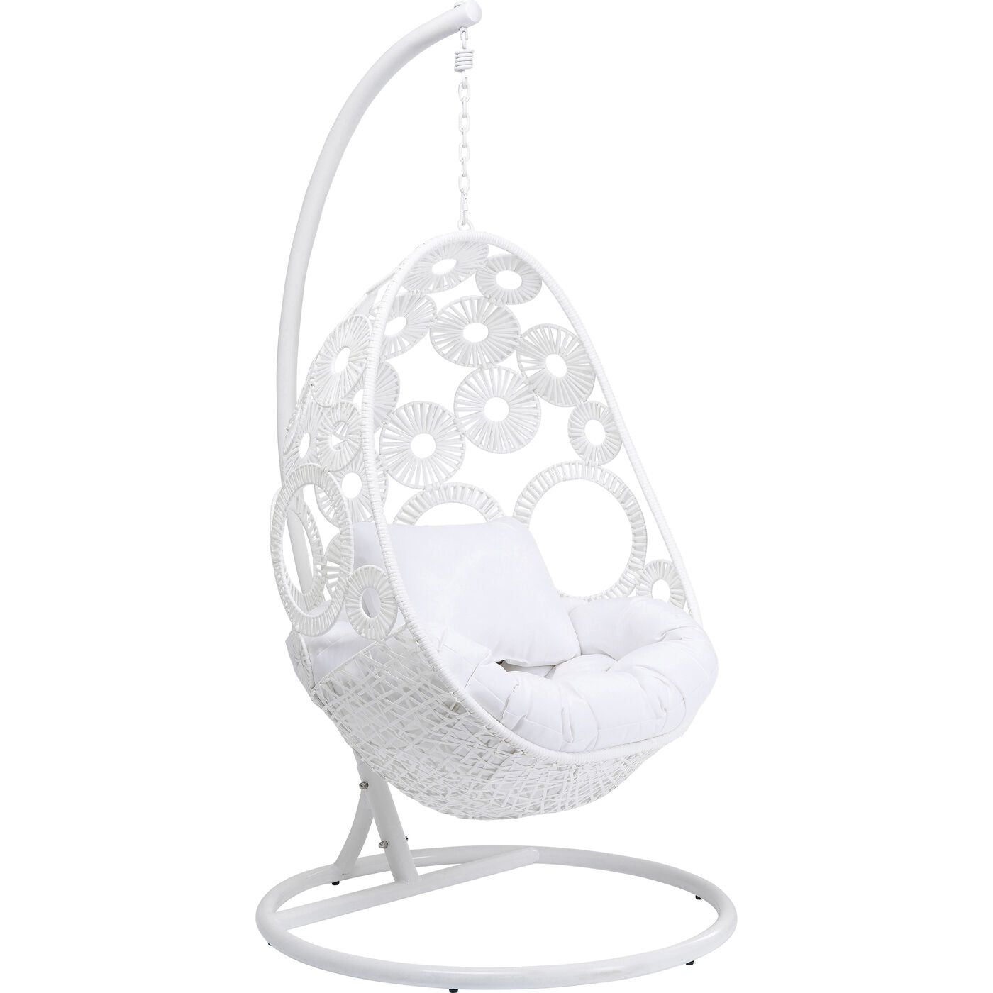 Flutter Single Seater Hanging Swing With Stand For Balcony , Garden (White)