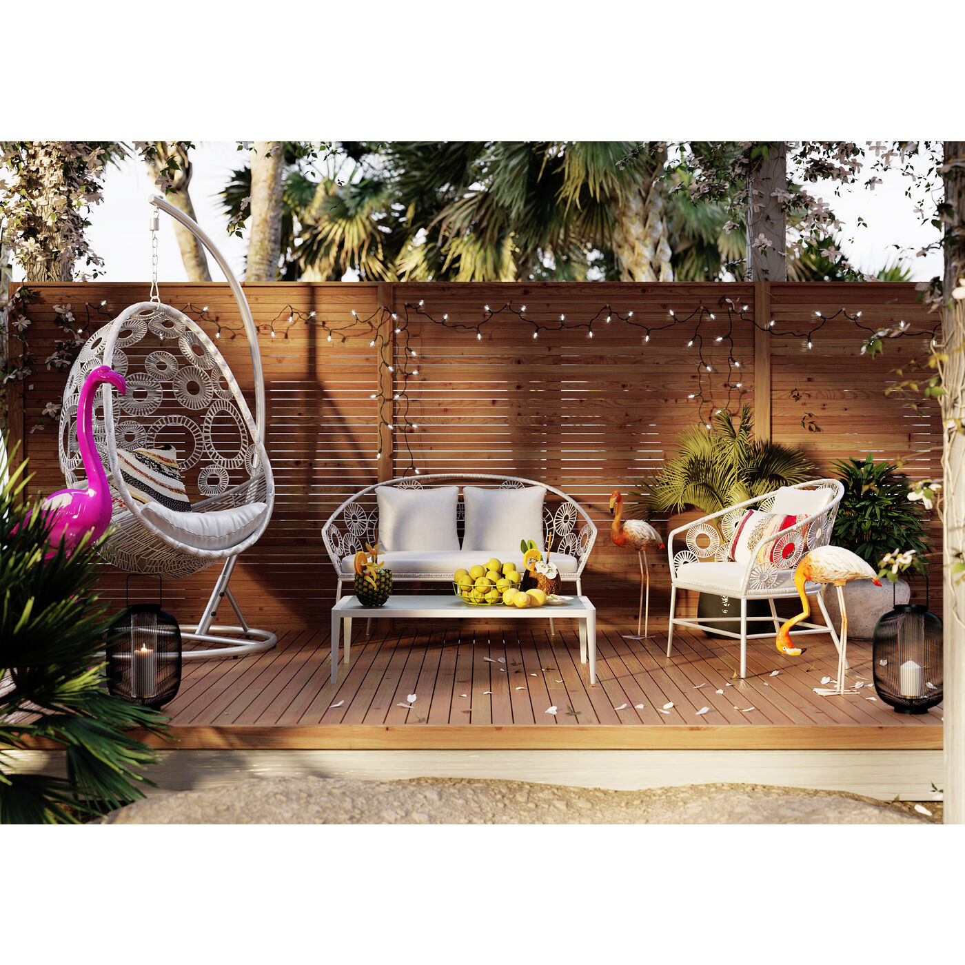 Marsh Outdoor Sofa Set 2 Seater, 1 Single Seater and 1 Center Table Set (White)