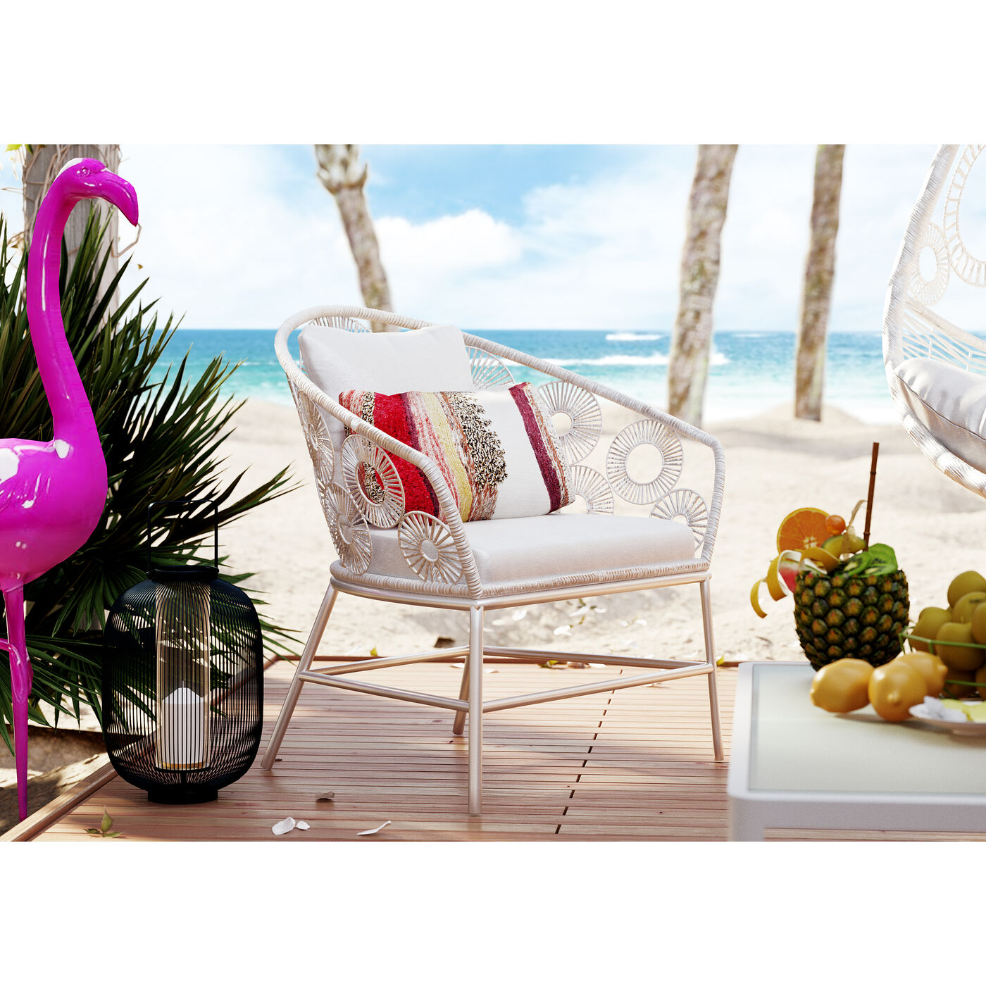 Alban Outdoor Garden Balcony Single Seater Sofa (White)