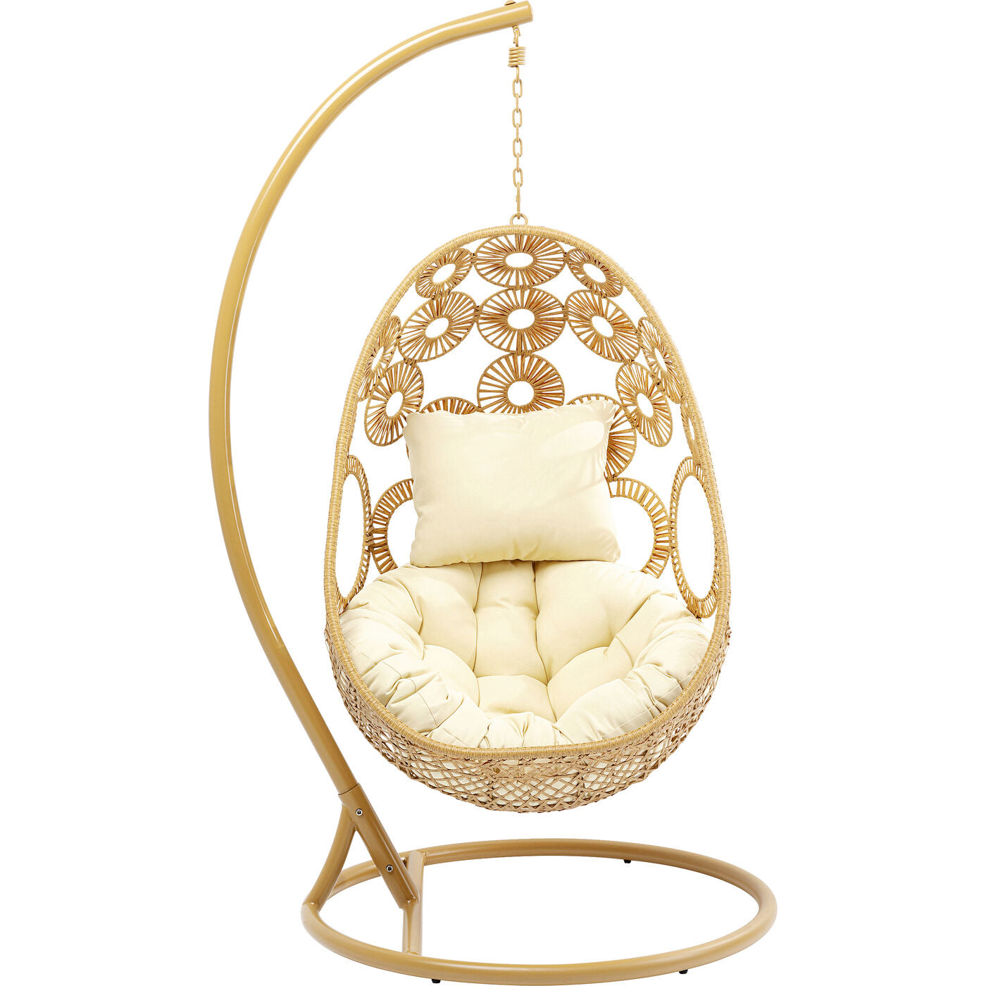Ajax Single Seater Hanging Swing With Stand For Balcony , Garden (Khaki)
