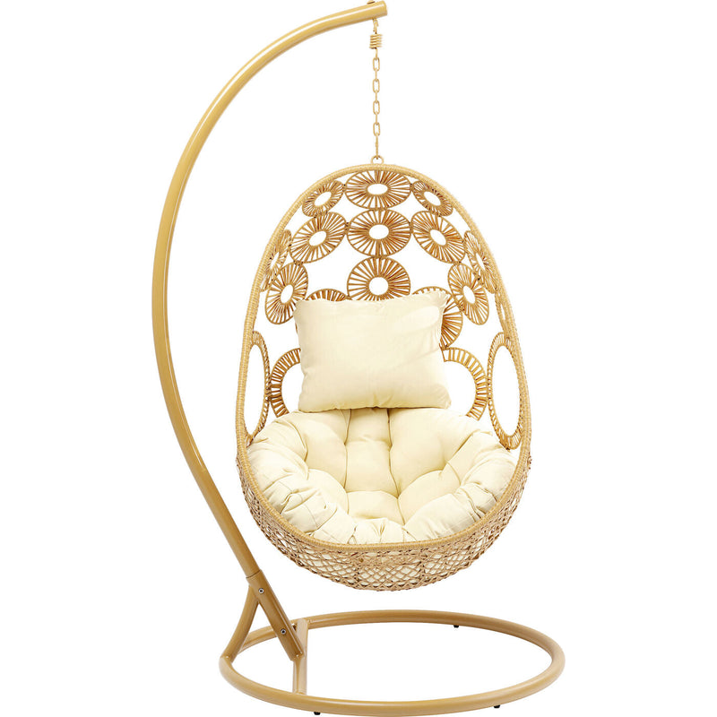 Ajax Single Seater Hanging Swing With Stand For Balcony , Garden (Khaki)